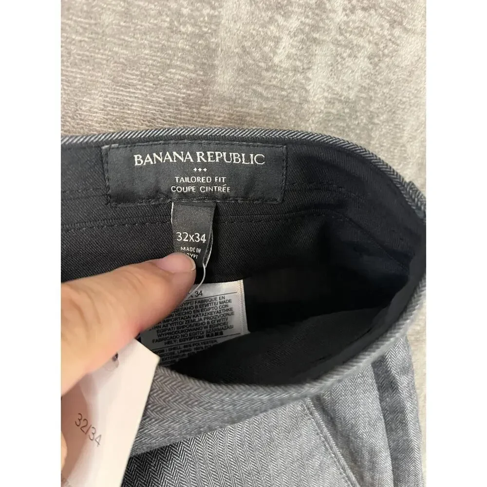 Banana‎ Republic Pants Mens 32x34 Non-Iron Tailored Fit Gray, NWT
